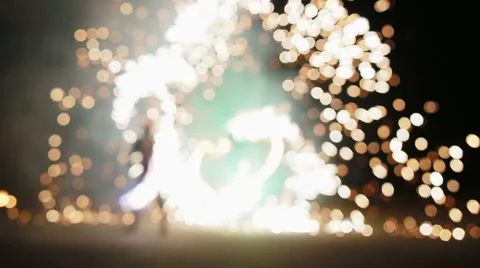 Amazing Fire Show at night Stock-Footage 50492639