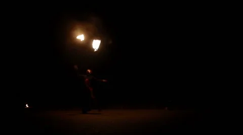 Amazing Fire Show at night Stock Footage 50492703