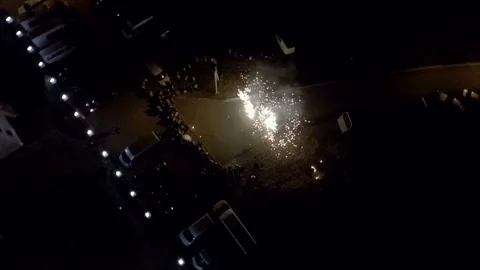 Amazing Fire Show at night Full HD Stock Footage 85349341