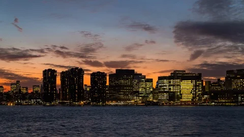 Amazing fire sunset on Manhattan Video stock 102273345