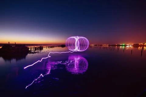 Amazing fireshow performance Stock-Fotos