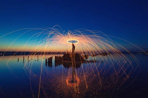 Amazing fireshow performance 写真素材