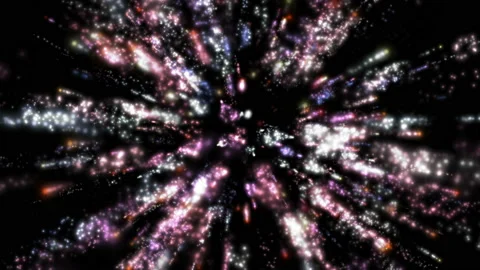 Amazing Firework Show. Bright Splashes Of Flowers Of Salute Against Night Sky Stock Footage 106852988