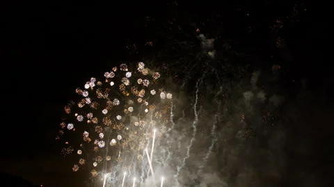 Amazing fireworks show footage. Exploding colorful sparks Stock Footage 280048561