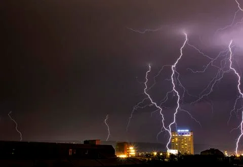 Amazing flashes of lightning and flashes Stock Photos