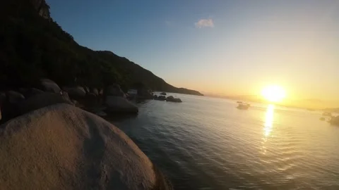 Amazing flight in Mar de dentro - Sunset - Canto grande Stock-Footage 230151923