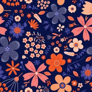 Amazing floral vector seamless pattern of flowers Stock Illustration