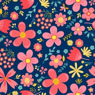 Amazing floral vector seamless pattern of flowers Stock Illustration