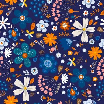 Amazing floral vector seamless pattern of flowers Illustrazione stock