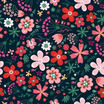 Amazing floral vector seamless pattern of flowers Stock Illustration
