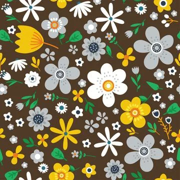 Amazing floral vector seamless pattern of flowers Stock Illustration
