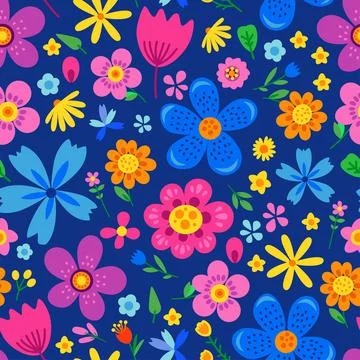 Amazing floral vector seamless pattern Stock Illustration