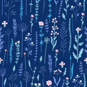 Amazing floral vector seamless pattern of vibrant colorful vintage flowers Stock Illustration