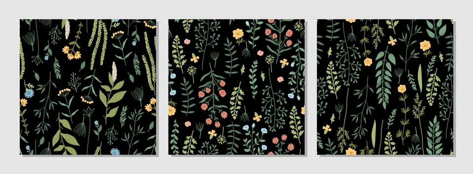Amazing floral vector seamless pattern of bright vintage style colorful flowers Stock Illustration