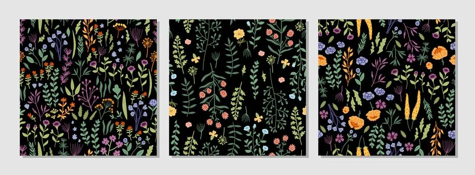 Amazing floral vector seamless pattern of bright vintage style colorful flowers Stock Illustration