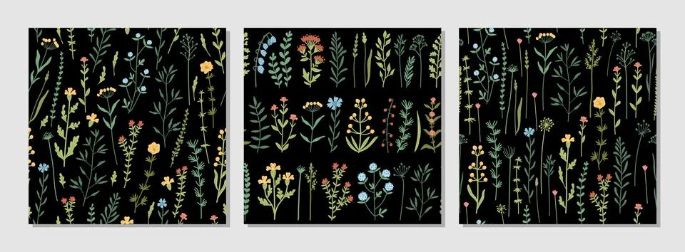 Amazing floral vector seamless pattern of bright vintage style colorful flowers Stock Illustration