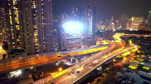 Amazing fly through aerial view near Causeway Bay, Hong Kong Stock-Footage 172340708