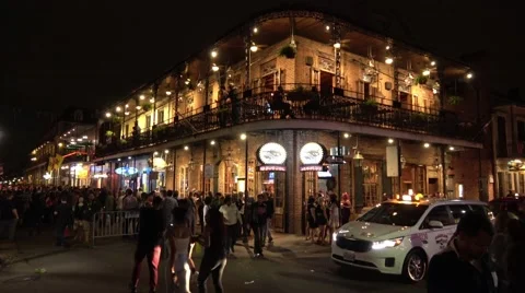 Amazing French Quarter New Orleans at night Stock Footage