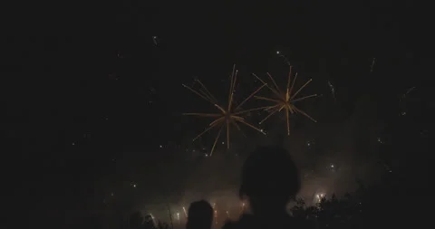 Amazing general shot of the sky at night when fireworks explode and Stock Footage 265962414