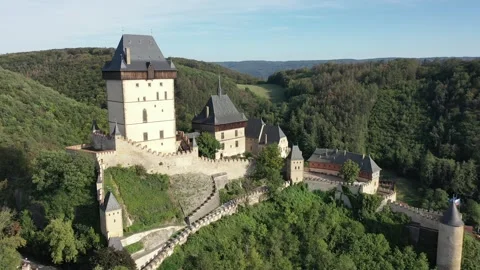 Amazing gothic monument in Czech Republic, Europe. Summer. Aerial. Stock Footage 251661898