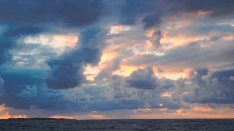 Amazing great cloudy thunderstorm landscape with large clouds at sunset Stock Footage 88409395