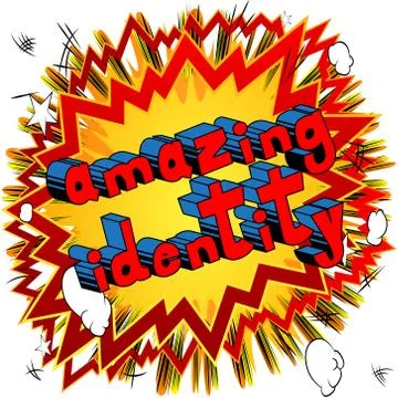 Amazing Identity - Comic book style word on abstract background. 스톡 일러스트