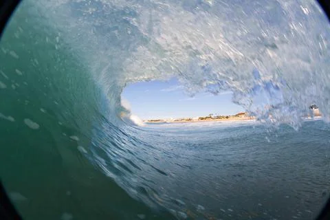Amazing  inside view of the wave breaking Stock Photos