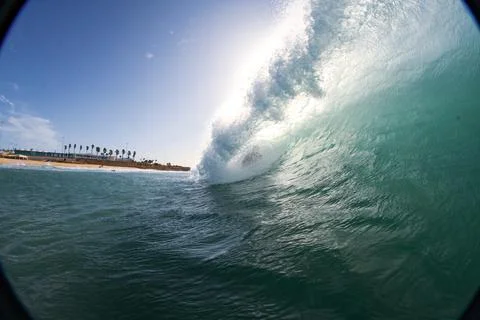 Amazing  inside view of the wave breaking Stock Photos