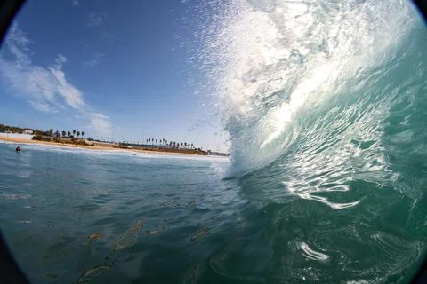 Amazing  inside view of the wave breaking Stock Photos