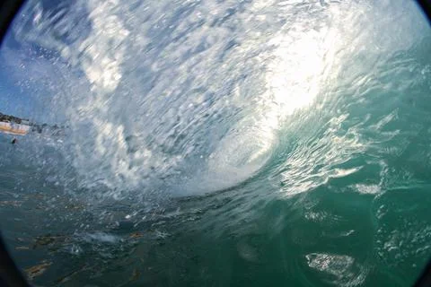 Amazing  inside view of the wave breaking Stock Photos