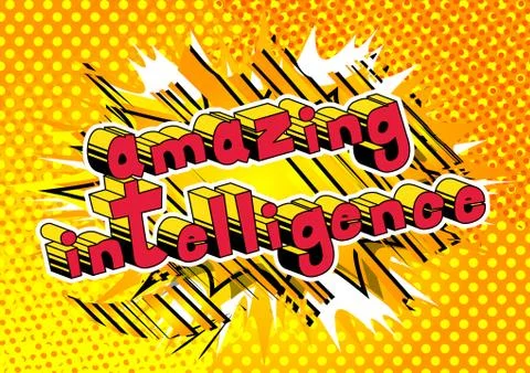 Amazing Intelligence - Comic book style word on abstract background. Illustrazione stock