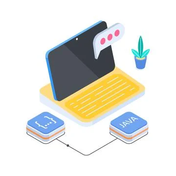 An amazing isometric illustration showing a java programming computer concept. Stock Illustration