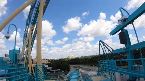 Amazing Kraken roller coaster experience at Seaworld 2 Stock Footage 116391311