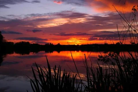 Amazing landscape with dramatic sky over the water. Foto stock