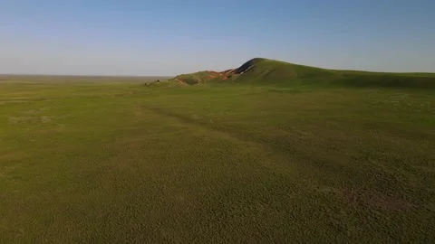 Amazing landscape of mountain Big Bogdo and steppe nature. Russia Stock Footage 164127890