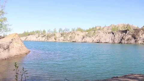 Amazing large blue lake Stock Footage 117431015