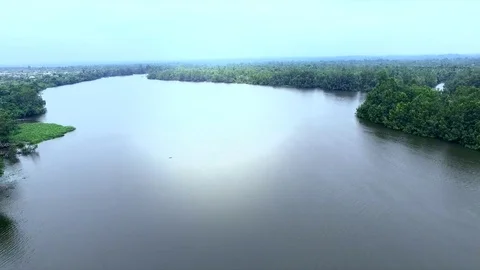 Amazing light along Wouri river Stock Footage 80936906