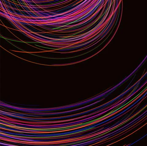 Amazing linear thread, abstract vector black background template backdrop space Stock Illustration