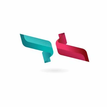 Amazing logo like double flag with red and green colors. Illustrazione stock