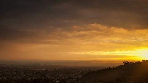 AMAZING Los Angeles Downtown Sunrise 4K Timelapse from Baldwin Hills Overlook Stock Footage
