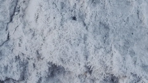 Amazing macro shot of ice and snow crystals growing forming, frost, winter Stock Footage 252365387