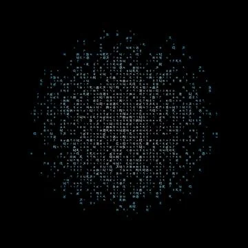 Amazing matrix background in light blue colors. Grid of random Tibetan symb.. Stock Illustration