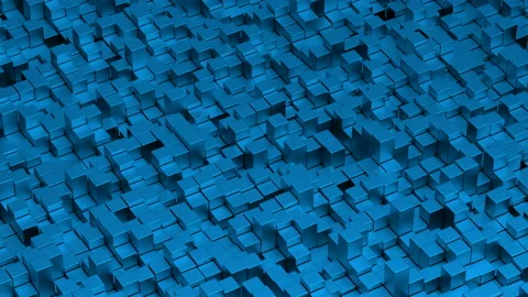 Amazing metallic blue shape 3d cubes futuristic animation random moving seamless Stock Footage 105758505
