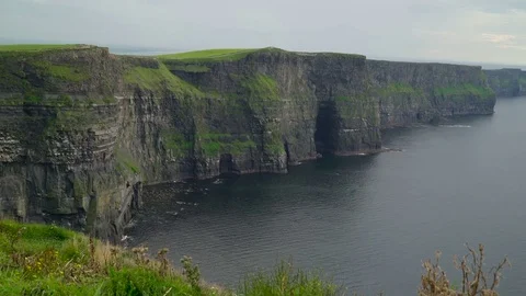 The amazing Moher Cliffs and the sea in Ireland in Ireland Stock Footage 74376360