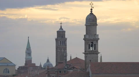 Amazing morning view of the towers of Venice Stock Footage 59883948