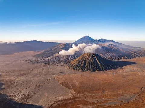 Amazing Mount Bromo volcano during sunrise from king kong viewpoint on Moun.. Stock Photos