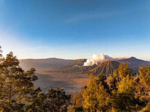 Amazing Mount Bromo volcano during sunrise from king kong viewpoint on Moun.. Stock Photos