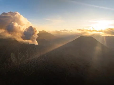Amazing Mount Bromo volcano during sunrise from king kong viewpoint on Moun.. Stock Photos