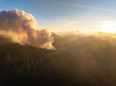 Amazing Mount Bromo volcano during sunrise from king kong viewpoint on Moun.. Stock Photos
