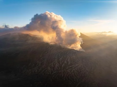 Amazing Mount Bromo volcano during sunrise from king kong viewpoint on Moun.. Stock Photos